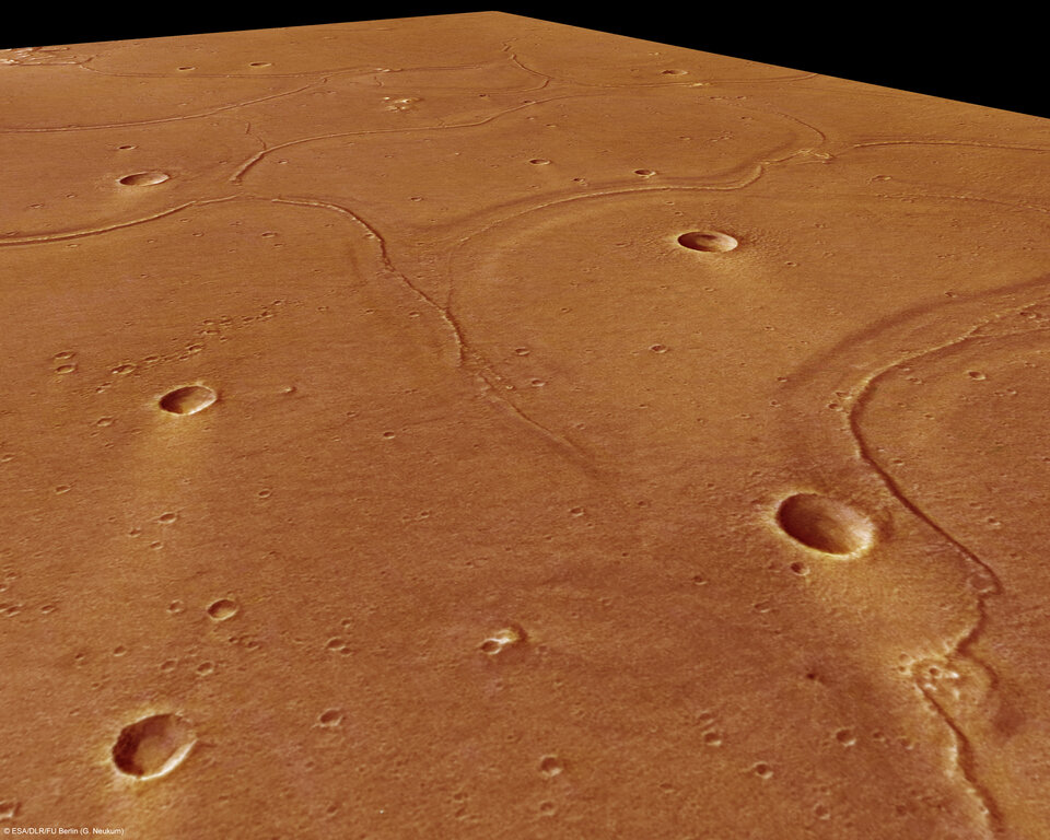 Immagine in prospettiva della Tiu Valles del pianeta rosso