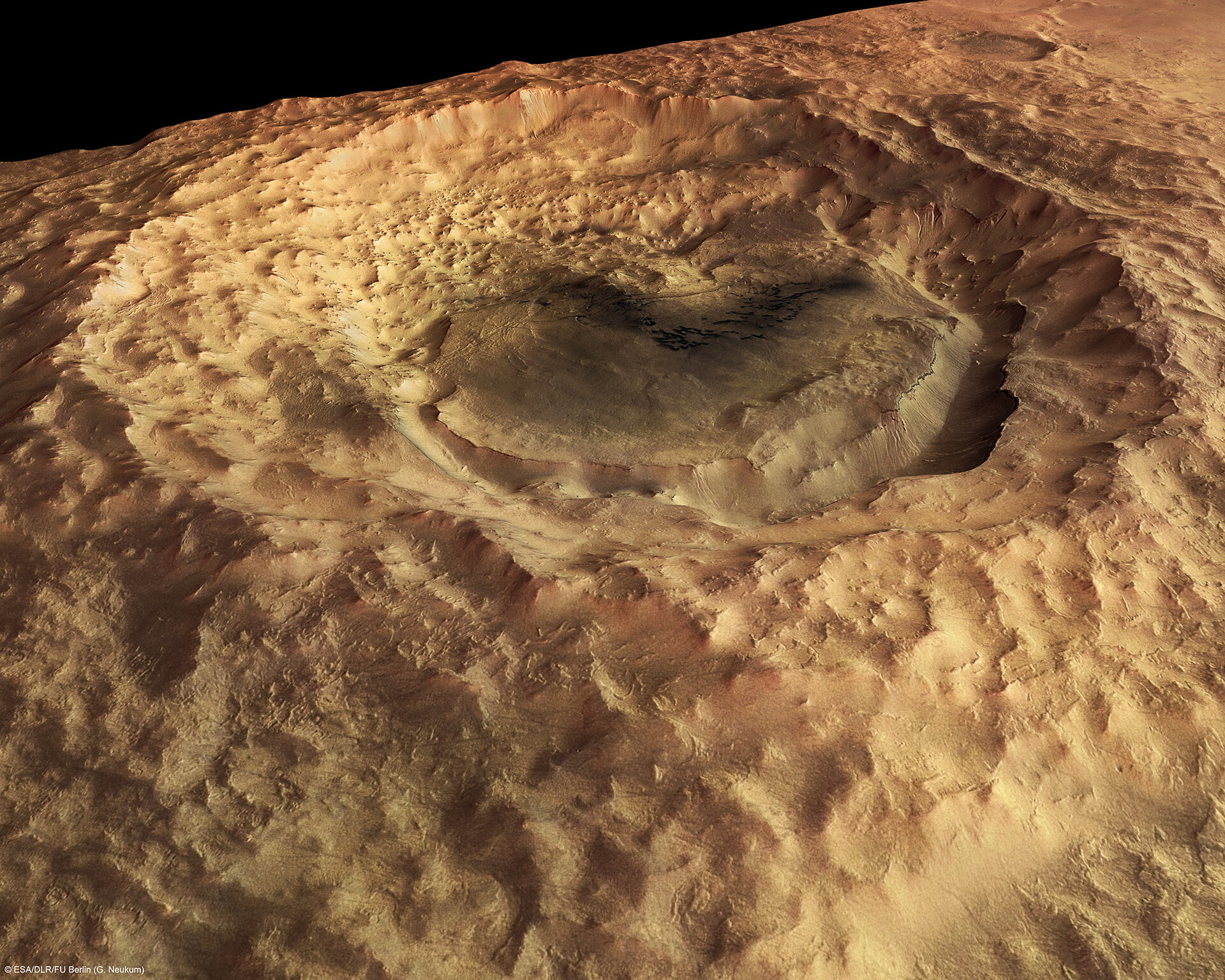 Maunder Crater, perspective view