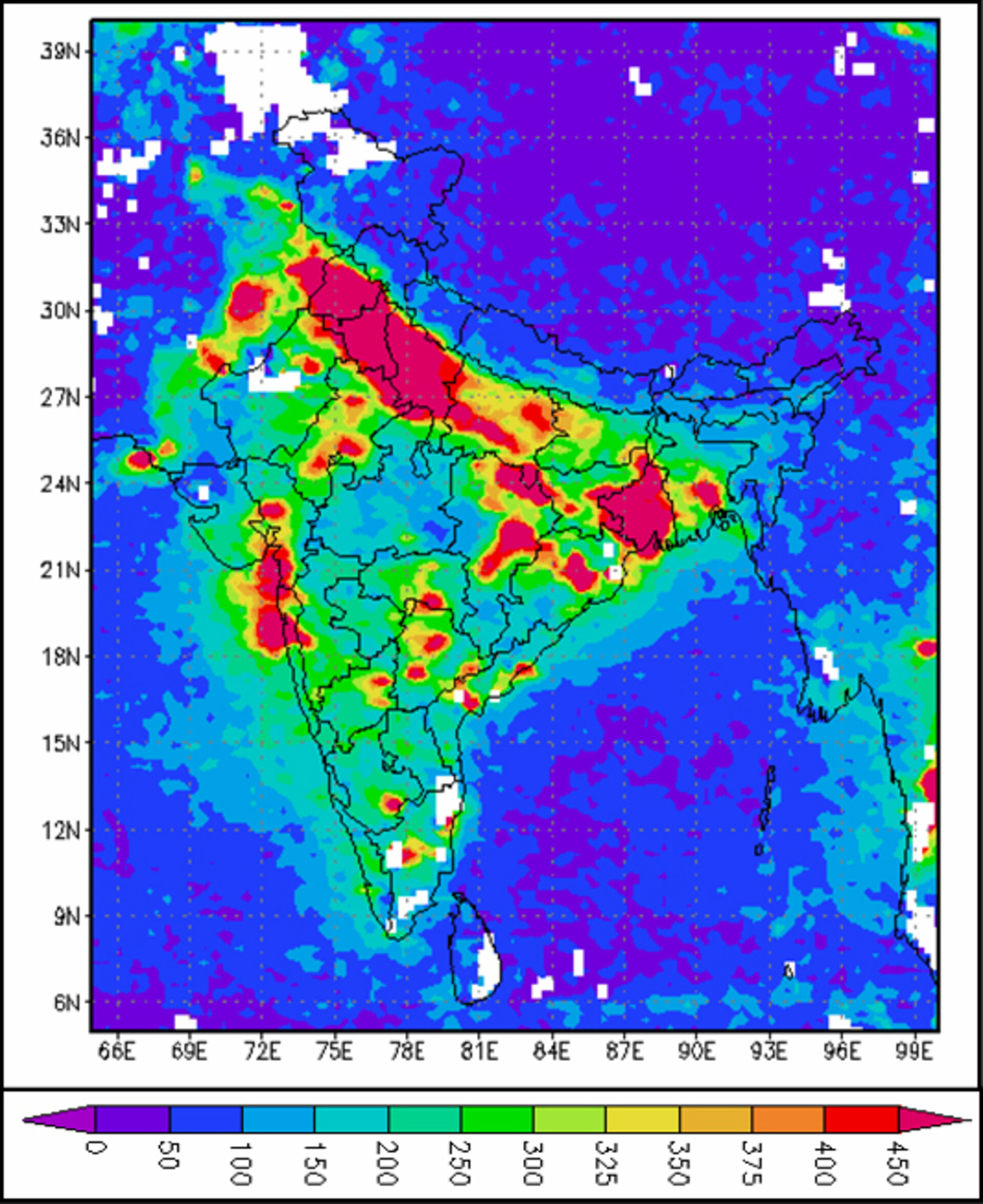 NO2 emission hot spots over India