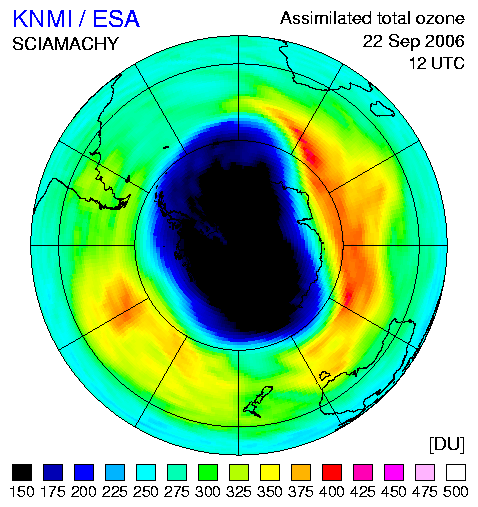 Ozonhullet i 2006 og i 2007.