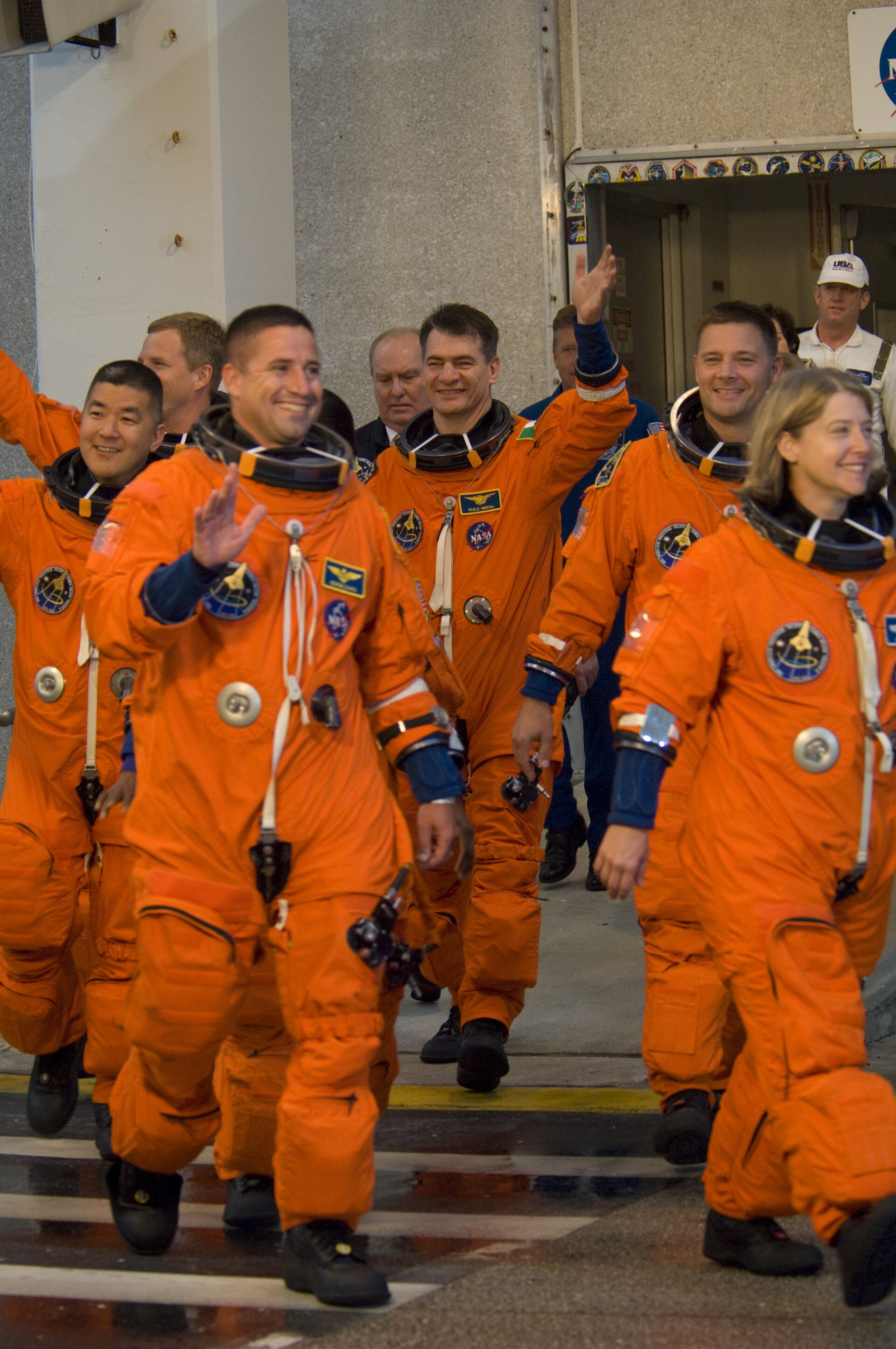 STS-120 mission crew walkout