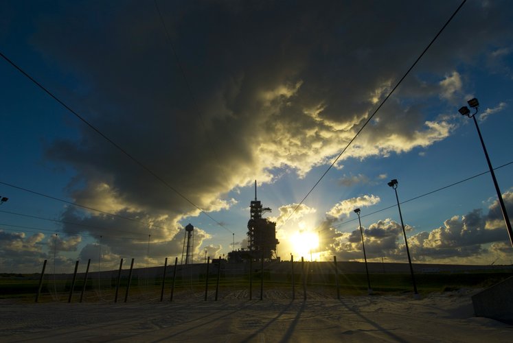 Sunrise over launch pad at Kennedy Space Center, Florida