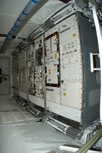 The experiment racks are in place inside the European Columbus laboratory