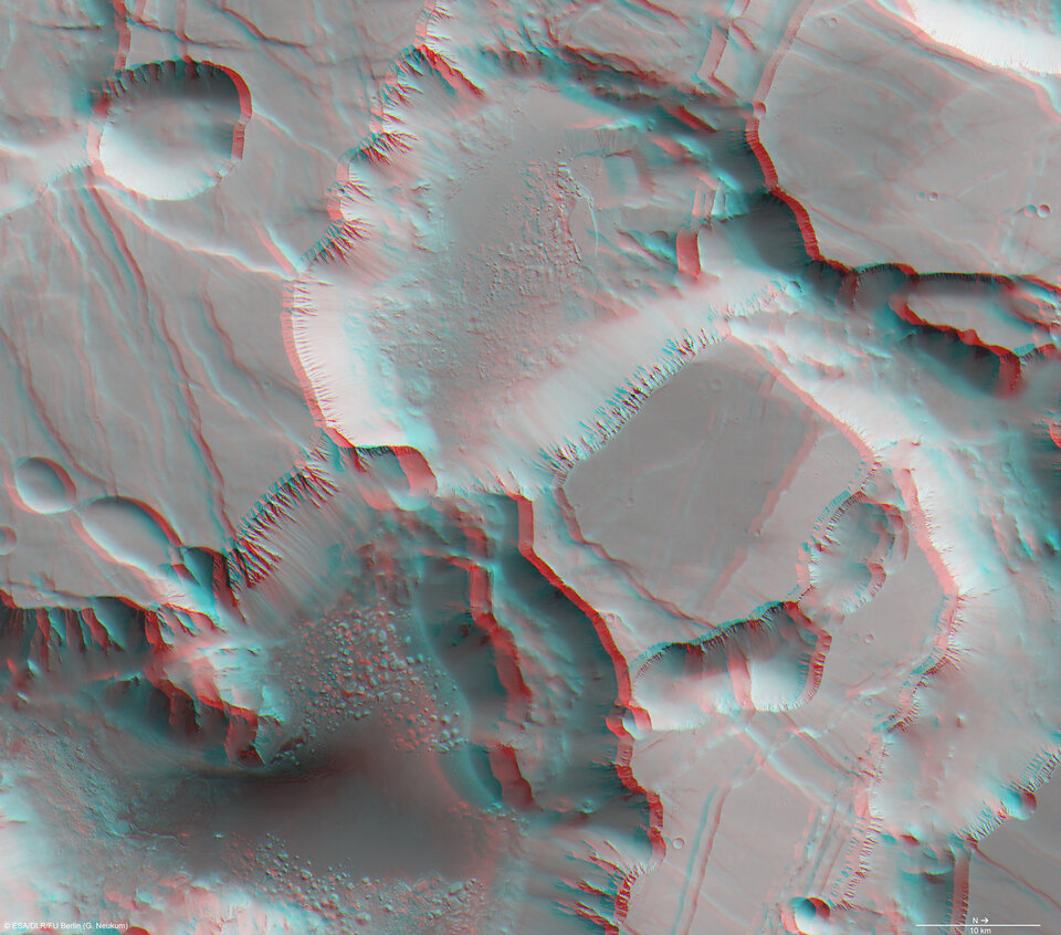 Noctis Labyrinthus, anaglyph image