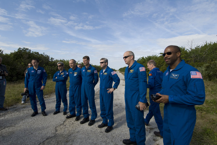 STS-122 crew during the first day of Terminal Countdown Demonstration Test at KSC
