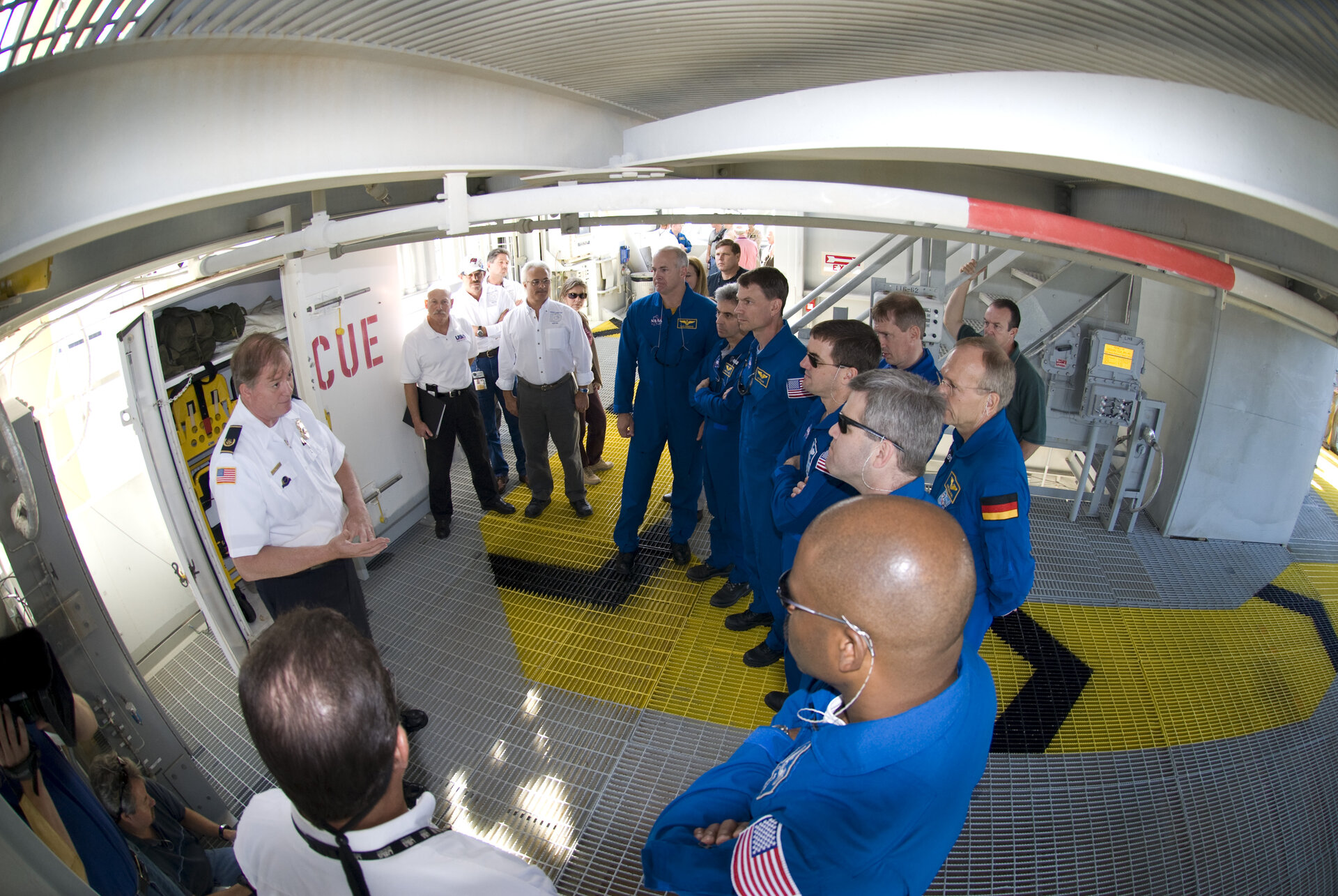 STS-122 mission crew at the launch pad during final training