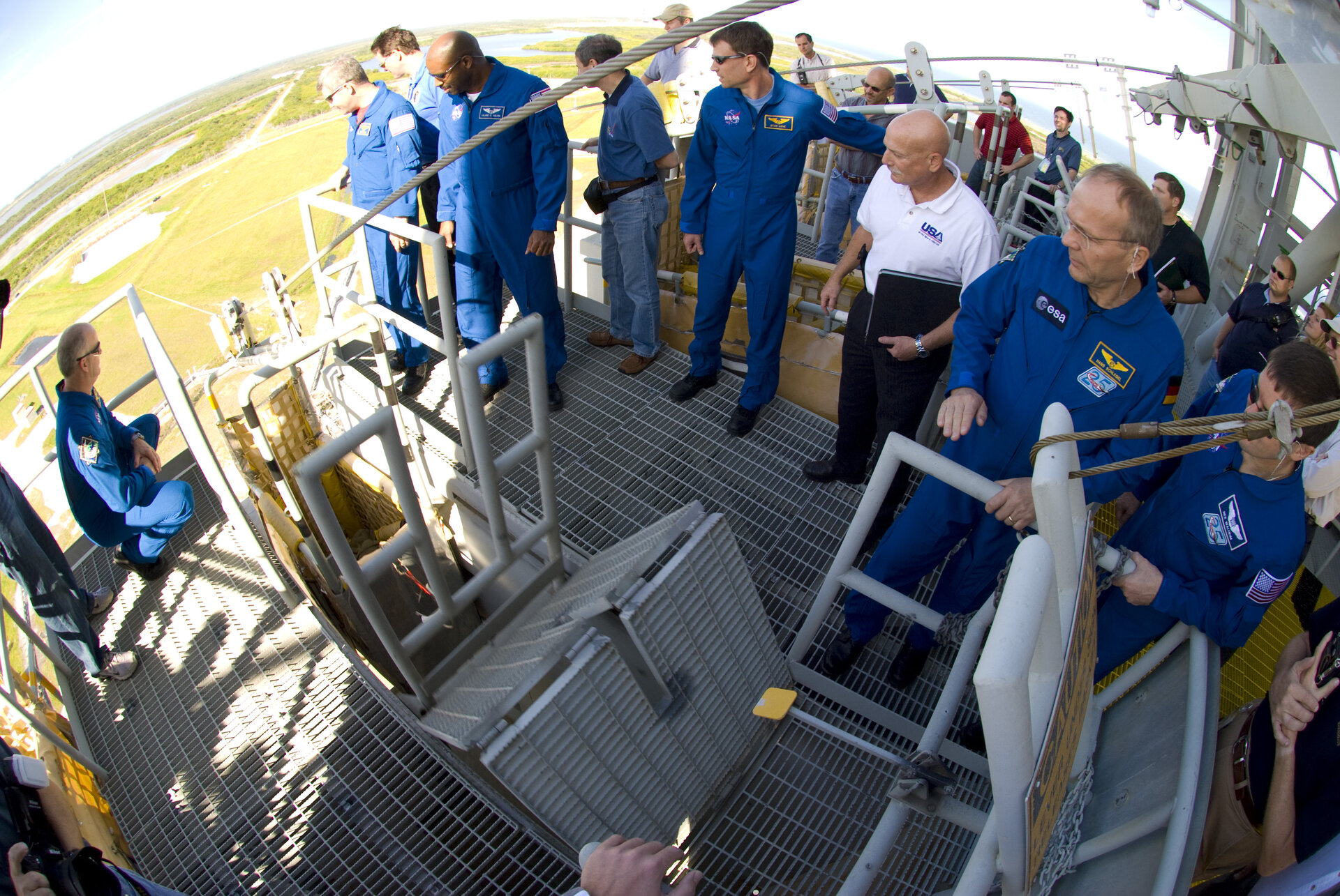 STS-122 mission crew during the Terminal Countdown Demonstration Test at NASA's Kennedy Space Center
