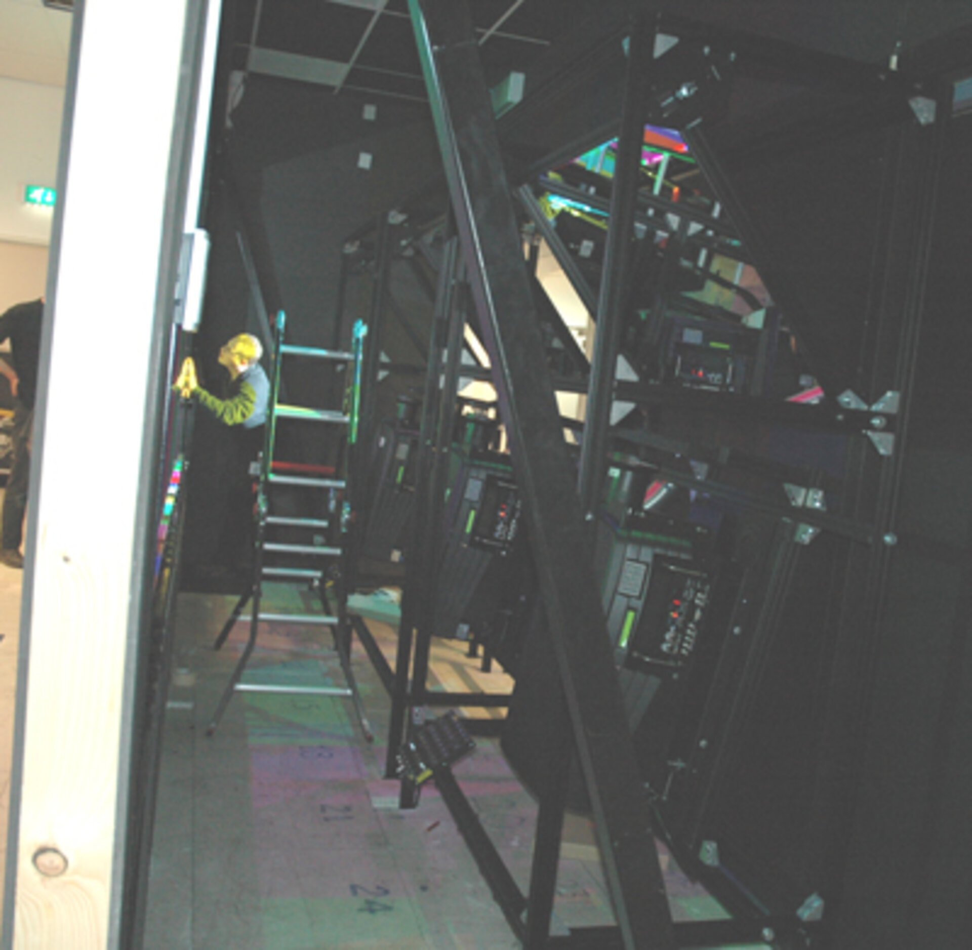 View into the projection room during the commissioning of the projectors