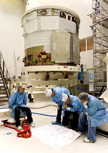 Preparing to mate the two sections of Jules Verne ATV