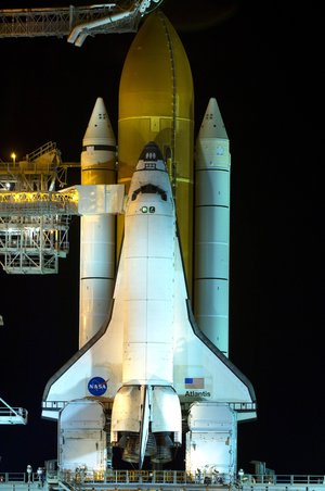 View of Space Shuttle Atlantis ahead of the STS-122 mission