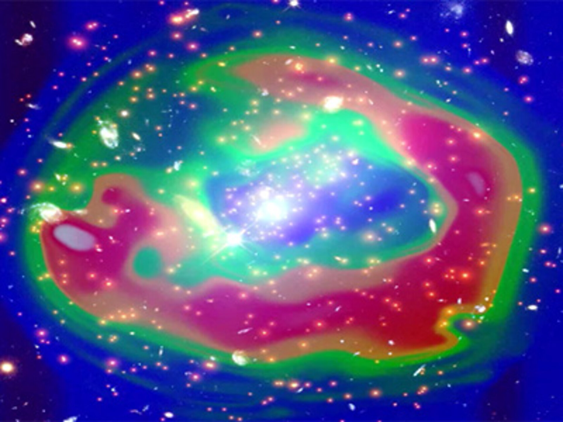 Shockwave travelling through galaxy cluster