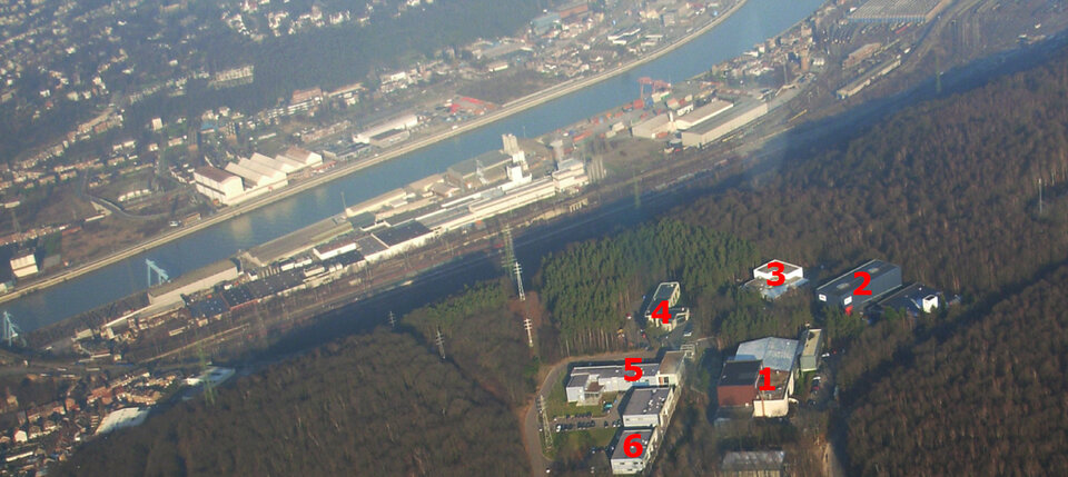 Vue aérienne du cœur, à Liège, du spatiopôle wallon