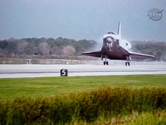 Atlantis lands at NASA's Kennedy Space Center, Florida, at the end of the STS-122 mission
