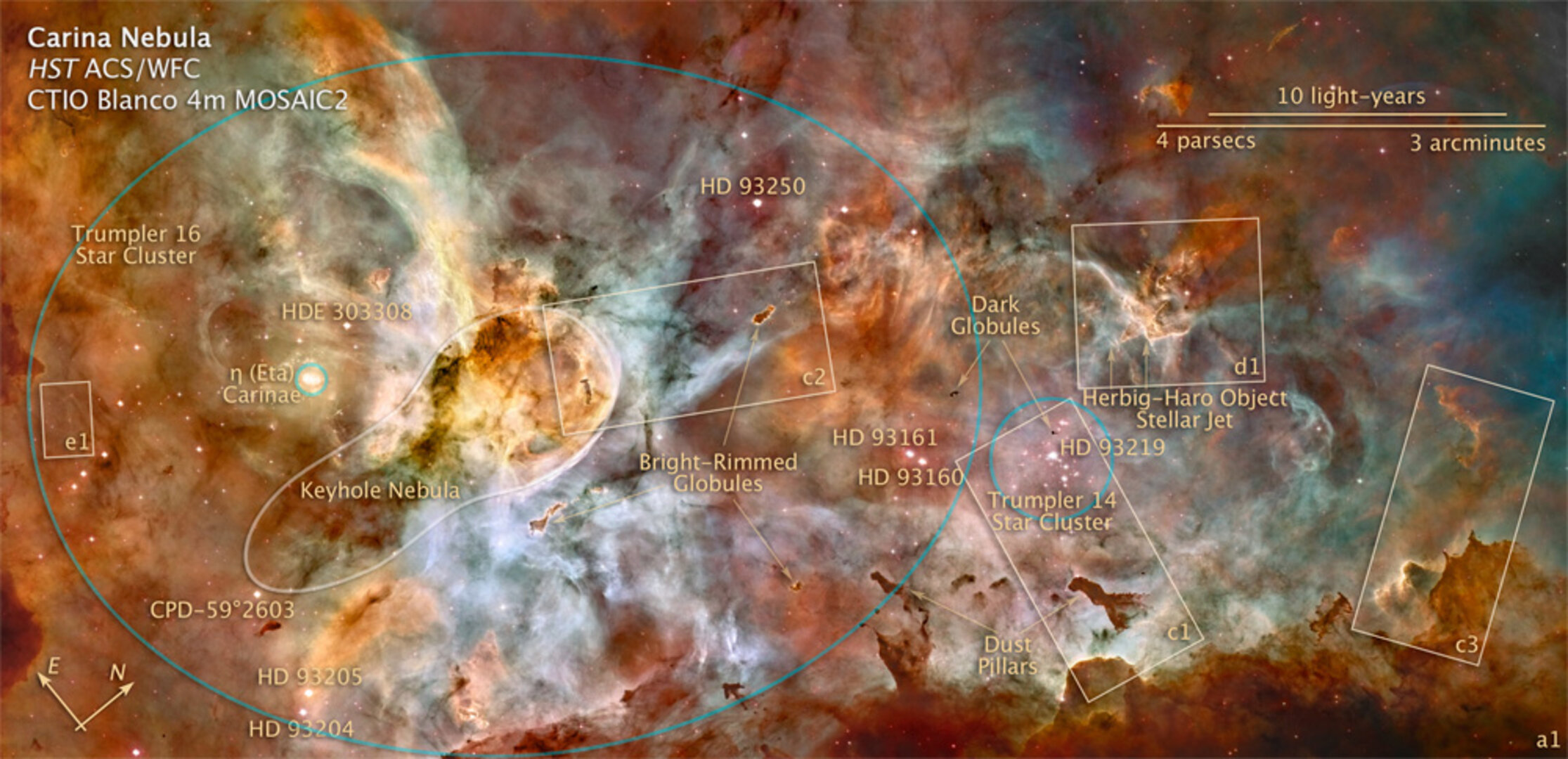 Carina Nebula, Hubble image