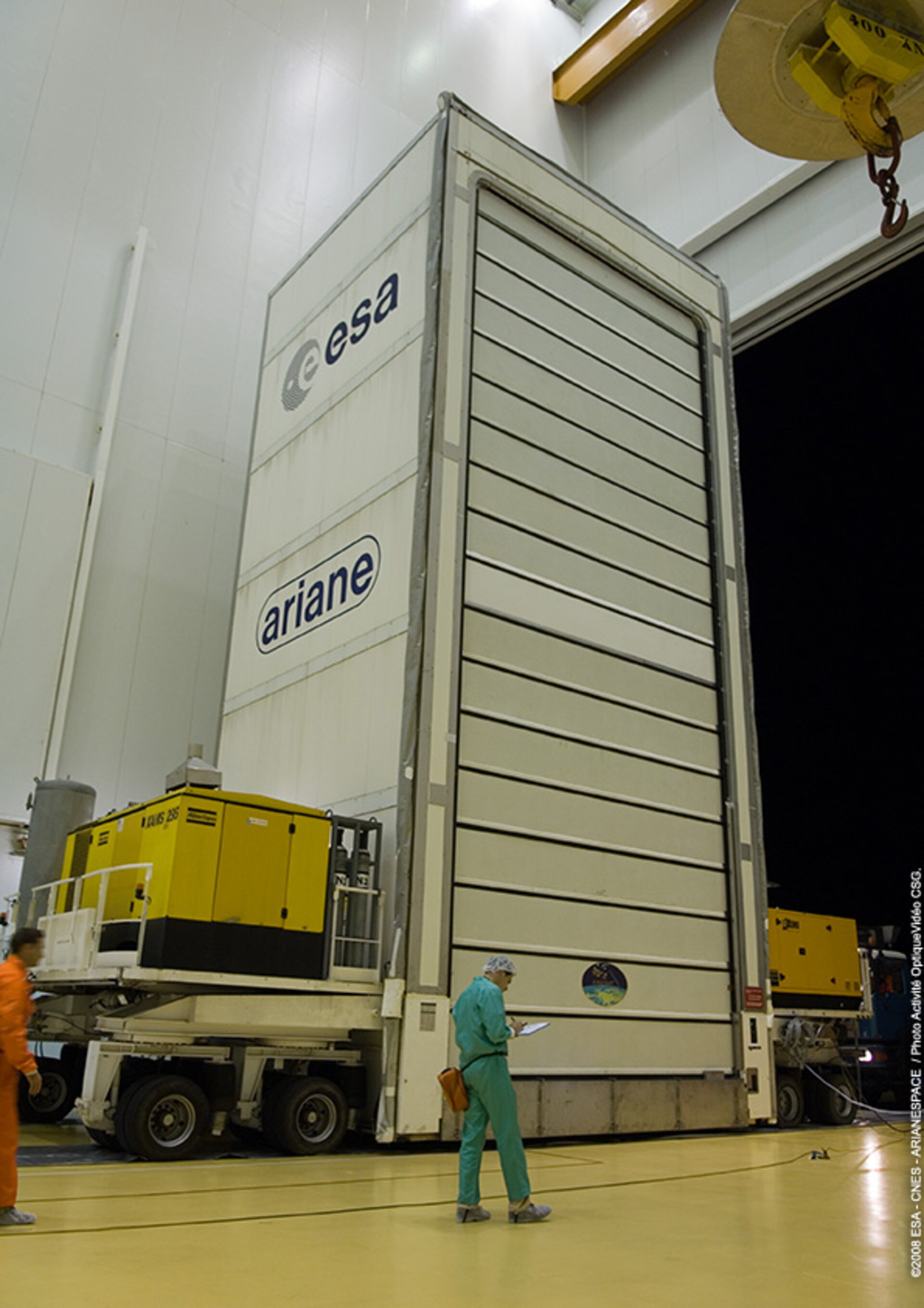 Jules Verne ATV arrives at the Final Assembly Building