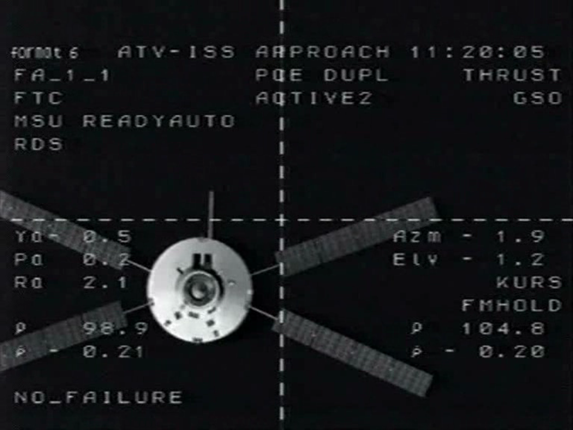 Simulation of ATV docking to Russian module on ISS