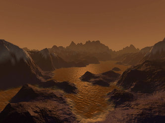 Slik tenker forskerne seg at det ser ut på Titan, Saturns største måne