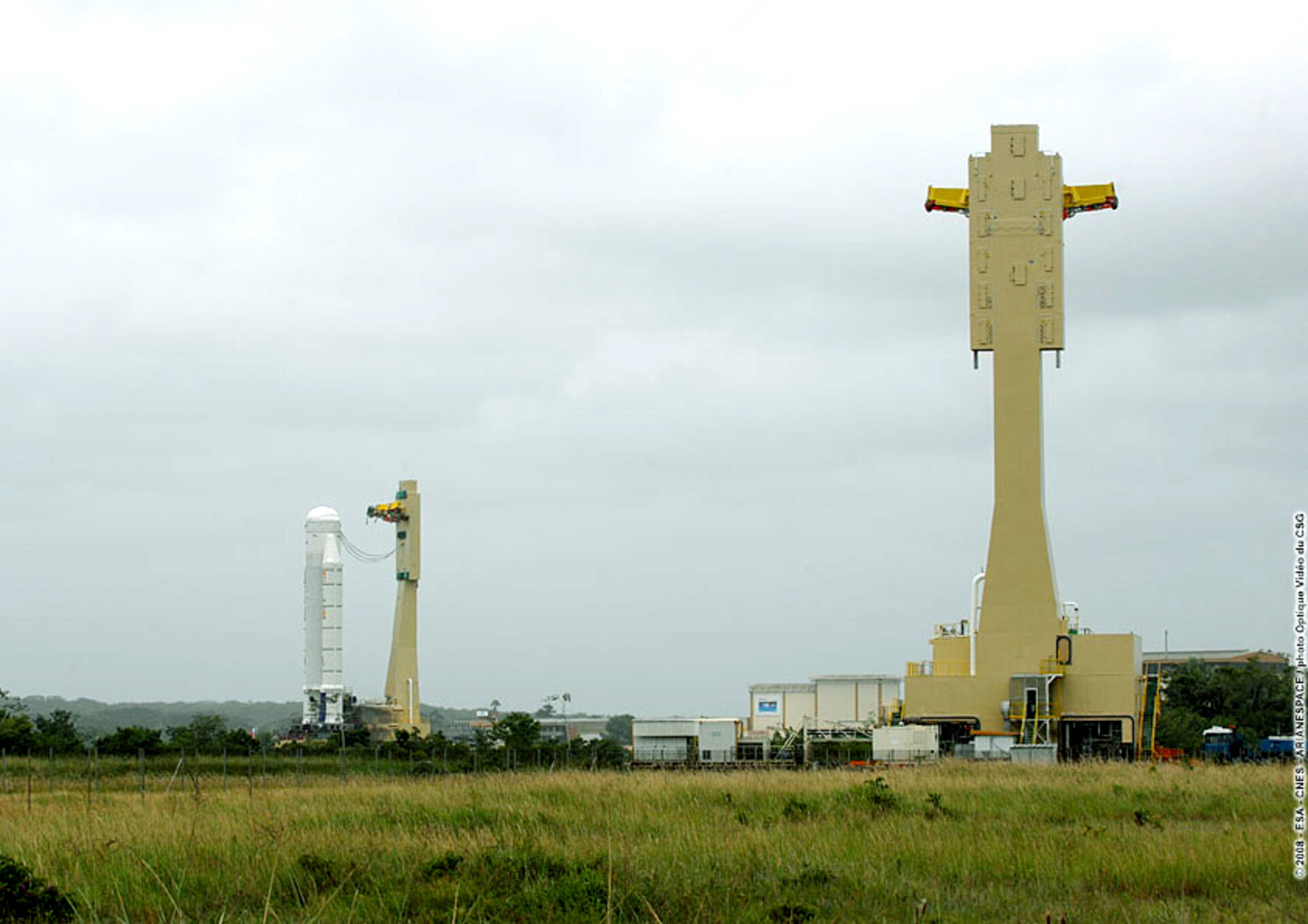 Transfer of the Ariane 5 ES launcher for Jules Verne to the Final Assembly Building at Europe's Spaceport in Kourou