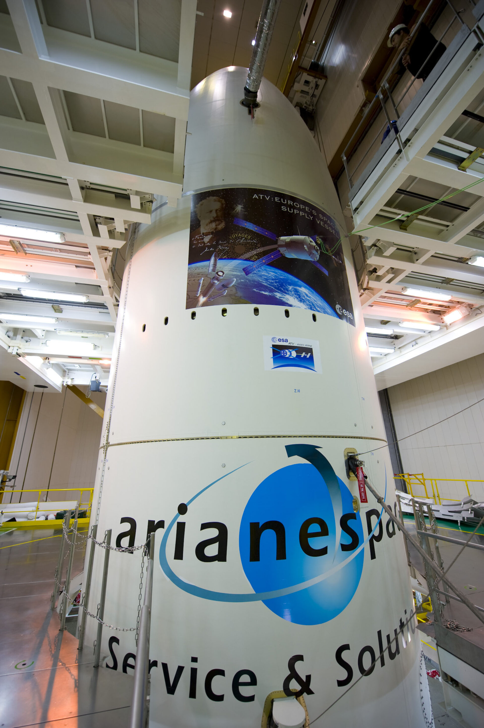 Close-up view of the Ariane 5 launcher fairing