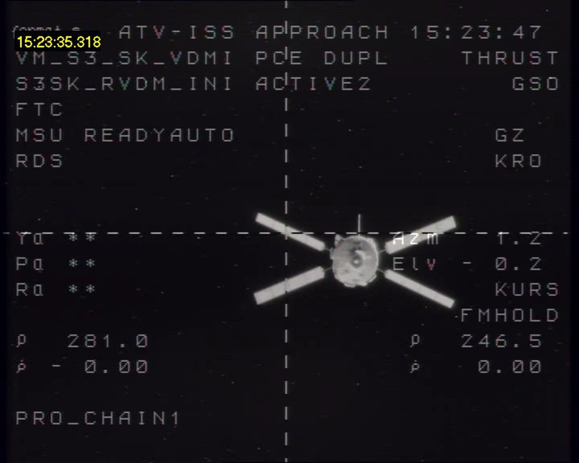 Jules Verne ATV seen 246.5 m metres from the Russian module