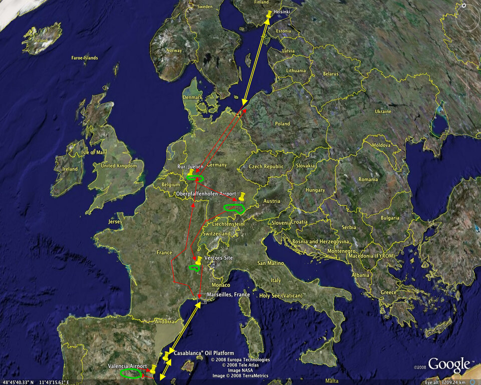 Main sites for SMOS rehearsal campaign