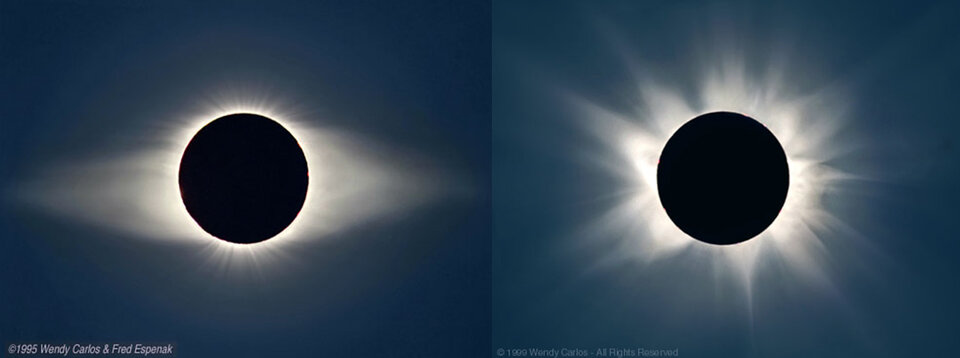 Coroa solar vista durante os eclipses terrestres