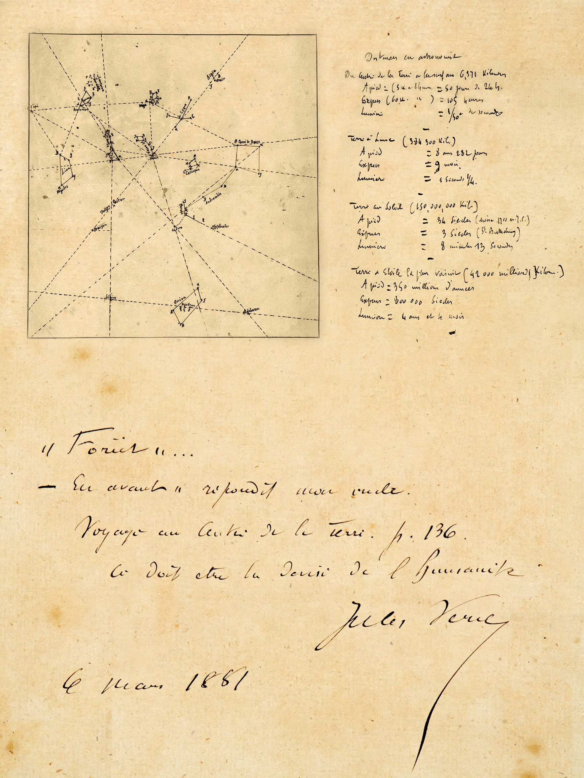 Jules Verne manuscripts carried on the inaugural ATV flight, see below for transcription. Click for hires version.