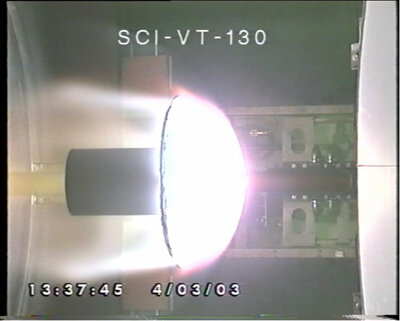 Hot gases in plasma wind tunnel