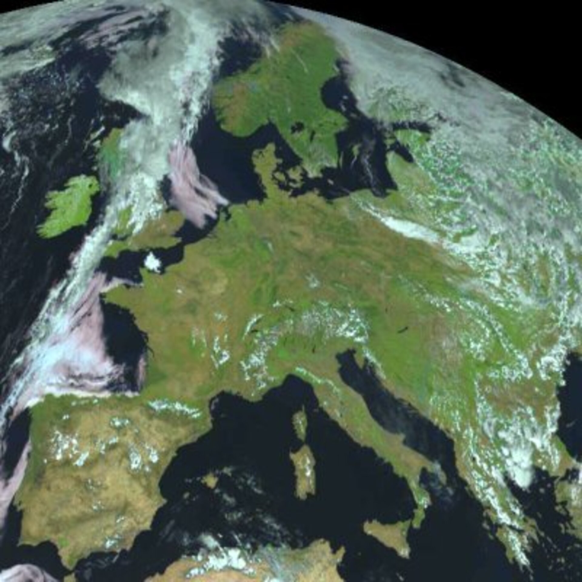Europa vom Weltraum aus gesehen.