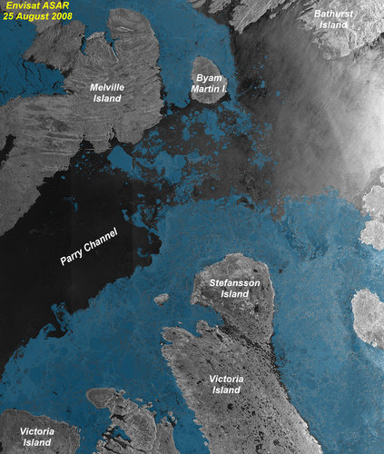 Annotated image of the Northwest Passage