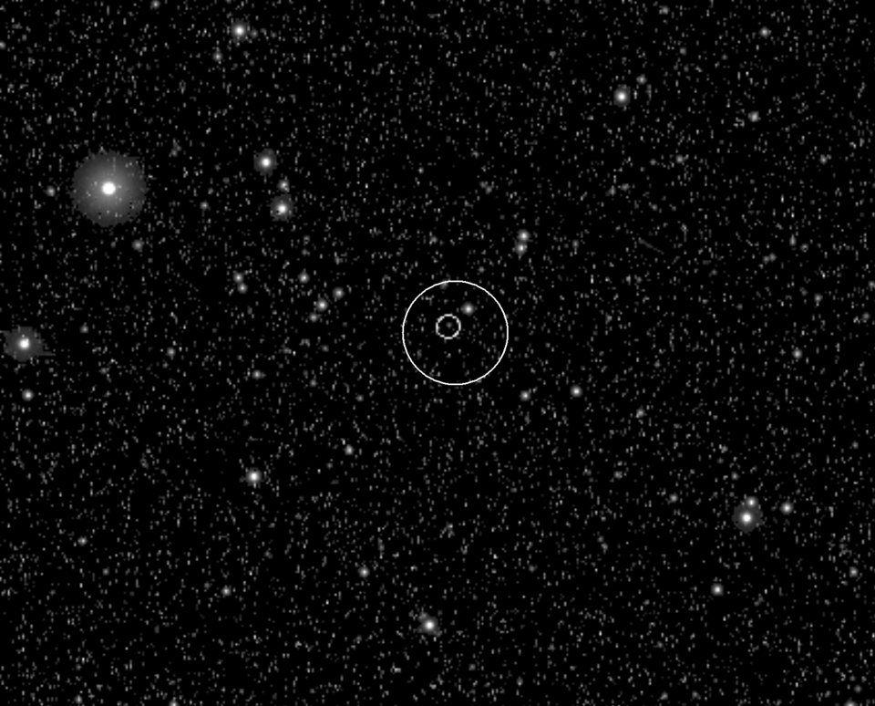 Opname van Steins met navigatiecamera 'A' aan boord van Rosetta op 4 augustus vanaf een afstand van 24 miljoen kilometer