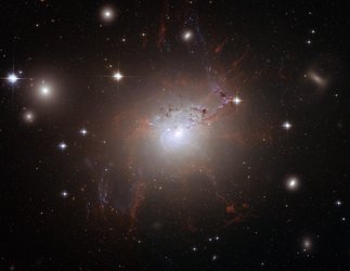 Magnetic monster in erupting galaxy as seen by Hubble