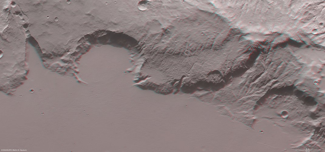 Mangala Fossae in 3-D