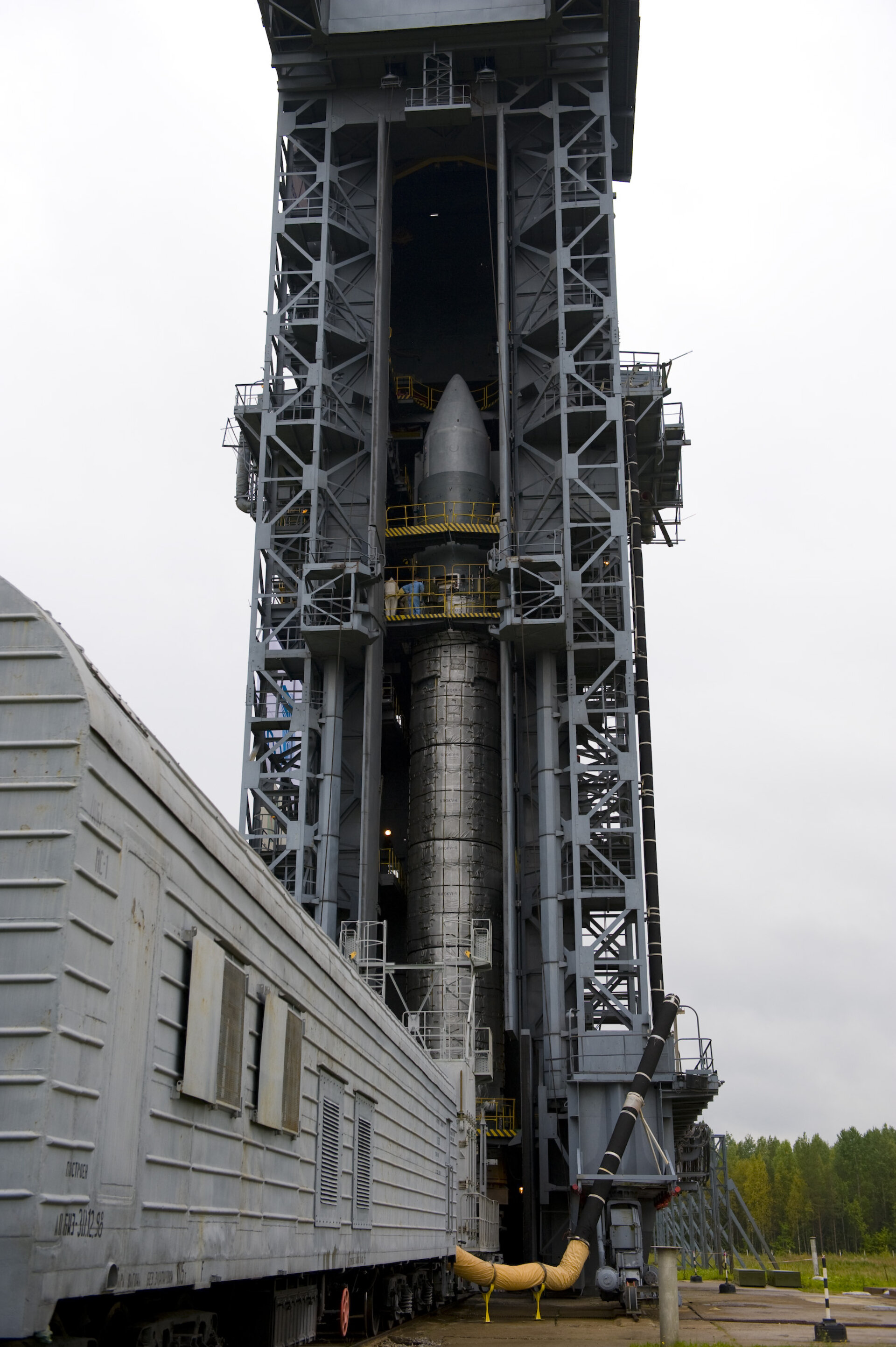 Rockot inside the launch tower