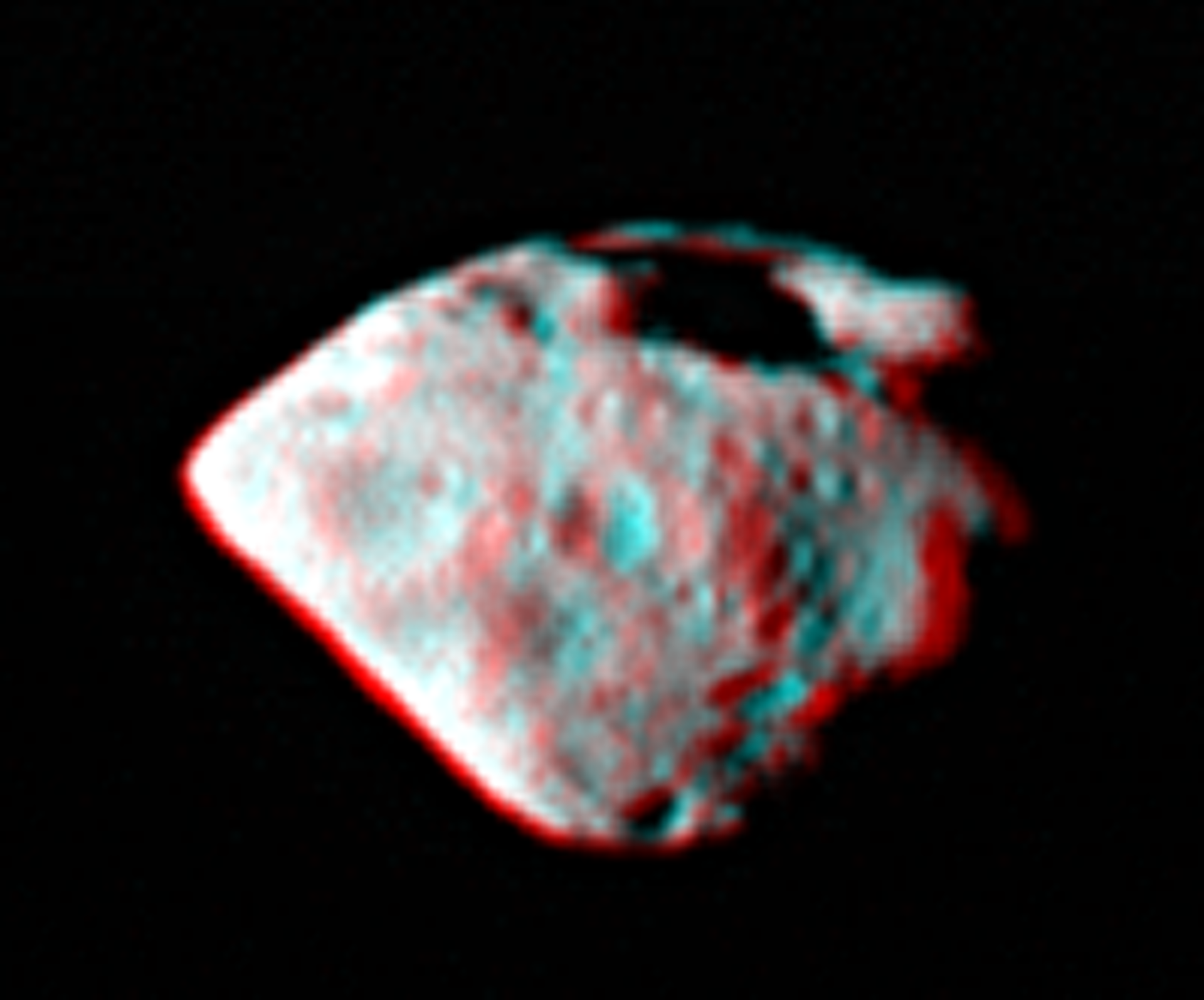 Trojrozměrný snímek asteroidu Šteins
