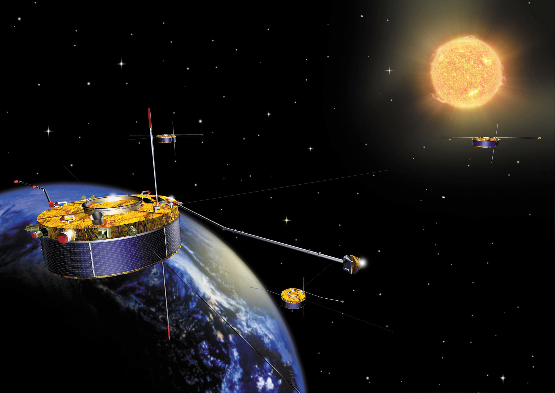 Det första av två par Cluster-satelliter sändes upp 16 juli 2000.