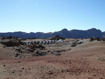 ESA's Lunar Rover Challenge trailer camp in the Teide mountains