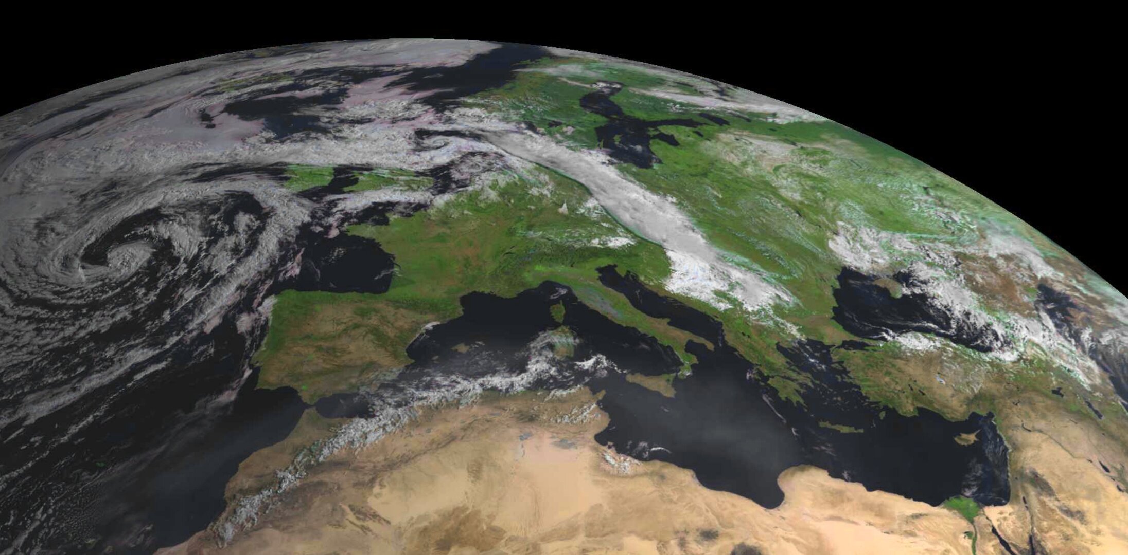 Le temps au-dessus de l’Europe et de la Méditerranée: rien n’échappe à l’oeil de Meteosat.