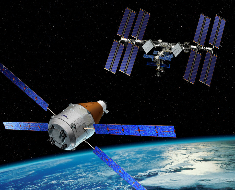 Artist impression of the Advanced Reentry Vehicle, derived from ATV, providing cargo return capabilities