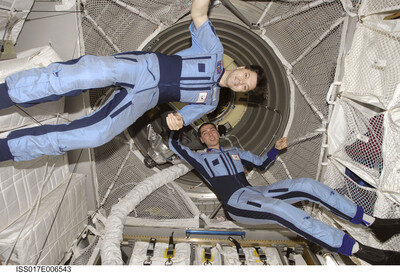 Sergei (right) in space