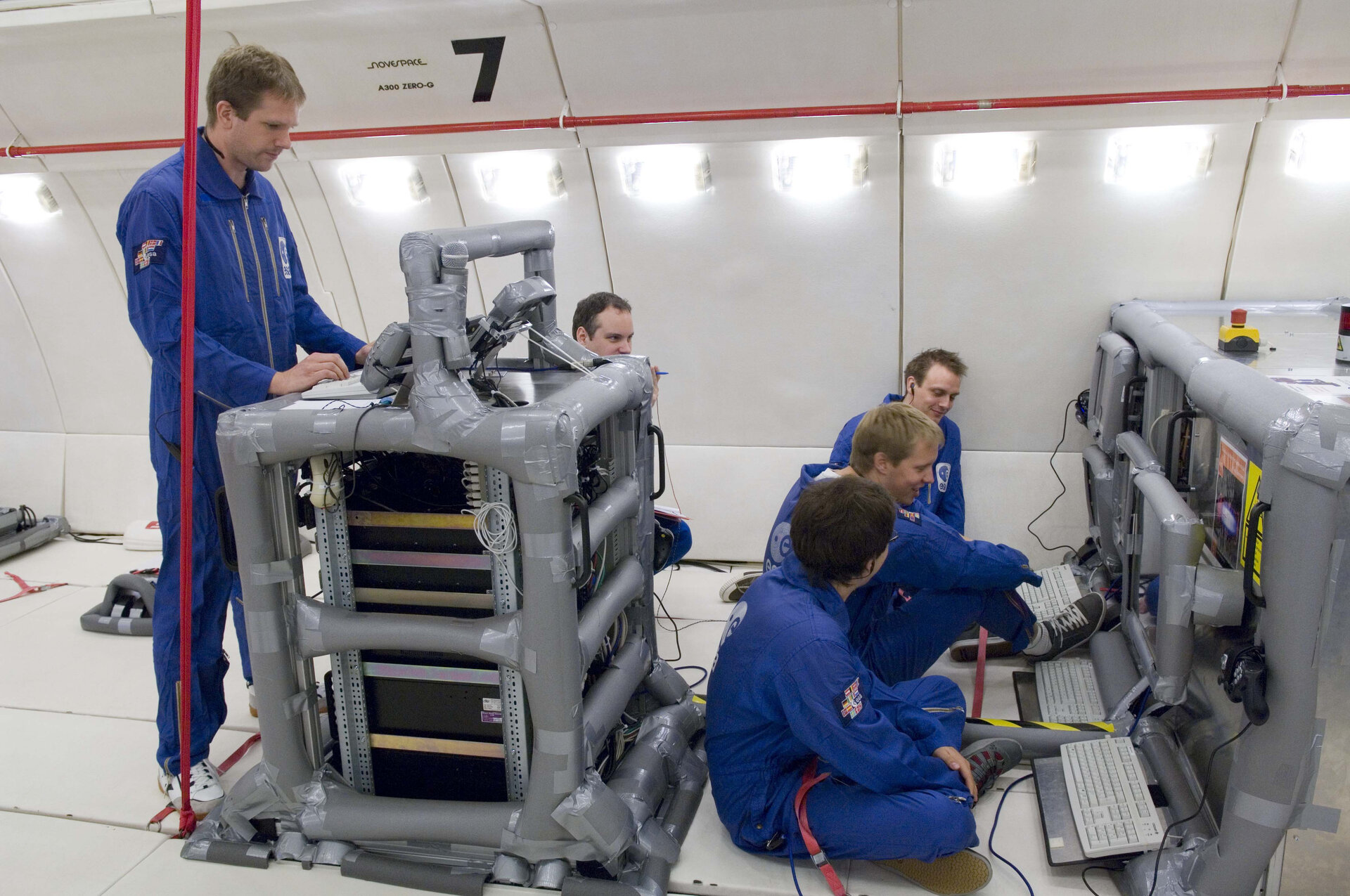 Preparations for flight day 1 of the 49th ESA Parabolic Flight Campaign