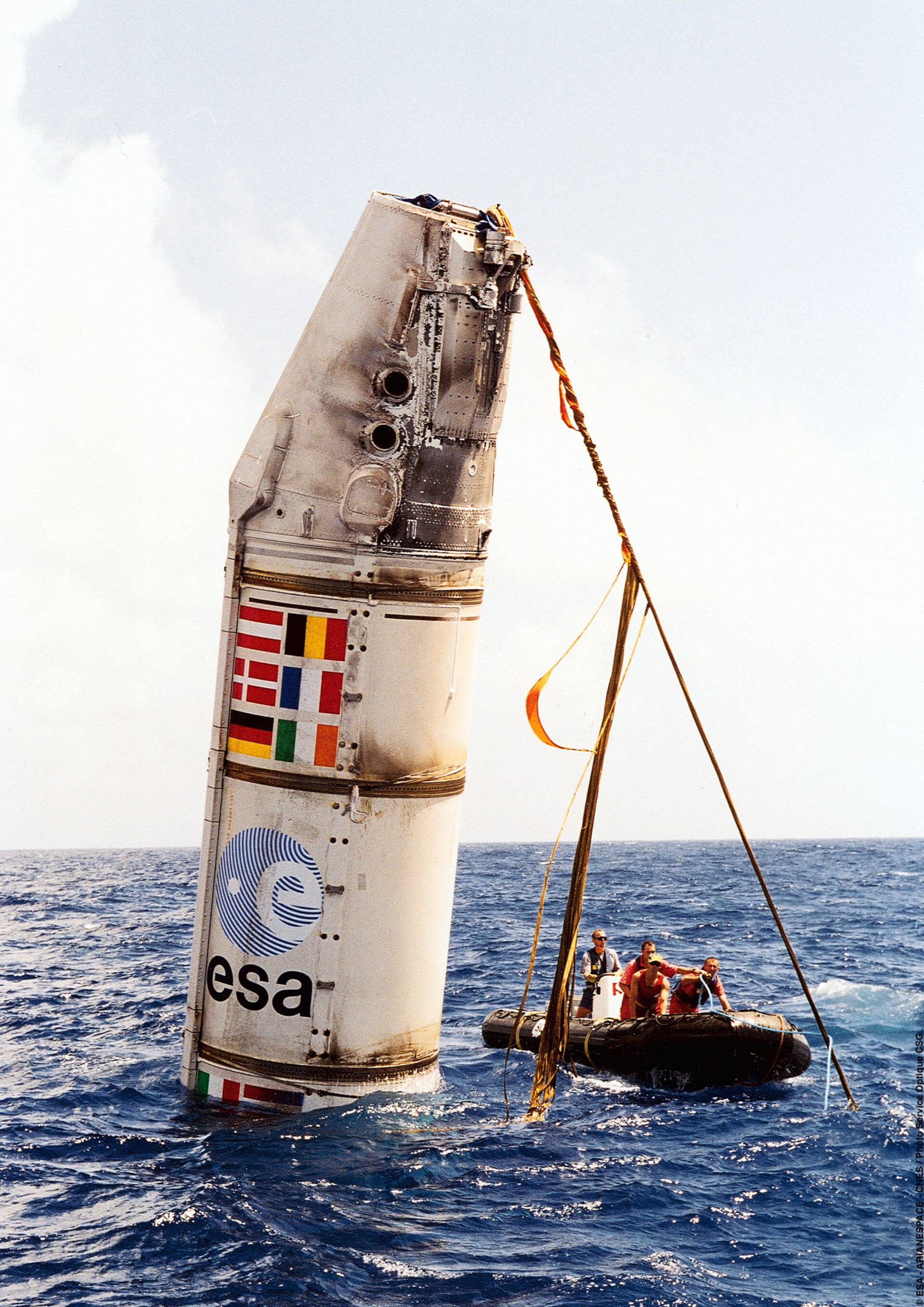 Recovery of an Ariane 5 booster at sea