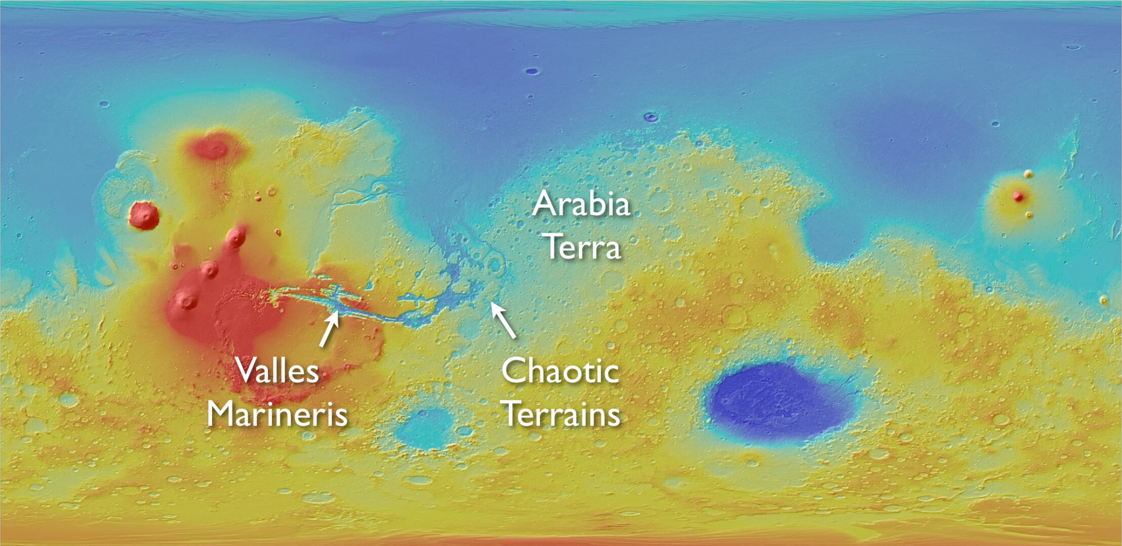 Areas showing LTD on Mars