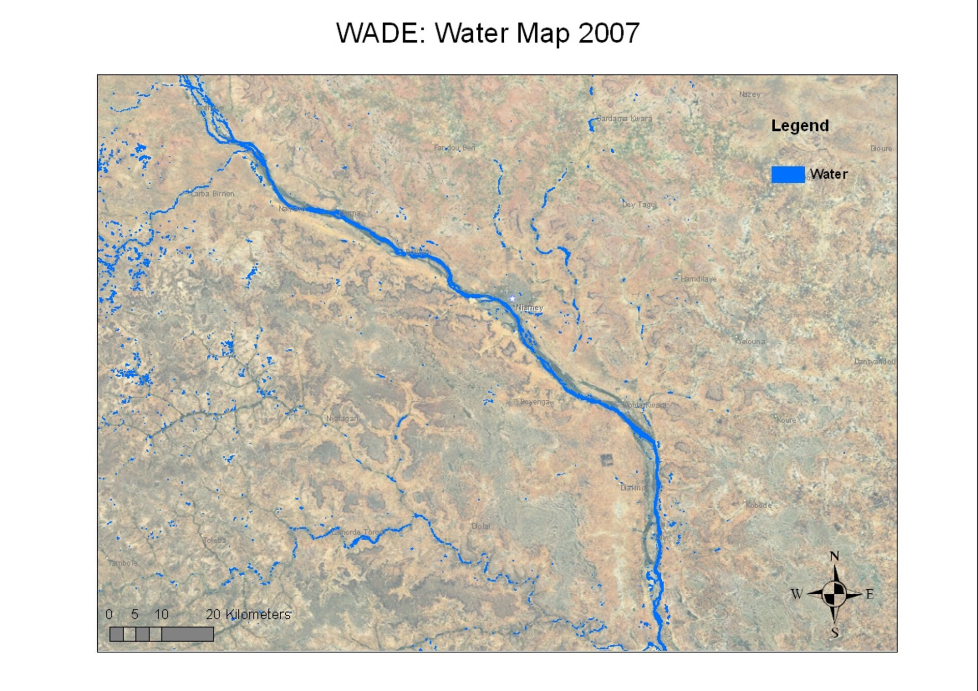 Water body map around the Niger River