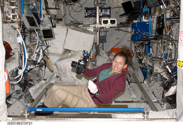 Sandra Magnus at work inside the European Columbus laboratory