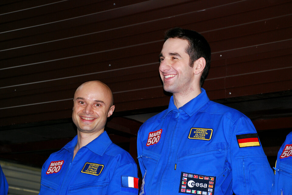 ESA-selected Mars500 participants Cyrille Fournier and Oliver Knickel