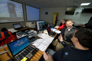 ESA team working at Plesetsk during GOCE launch rehearsal, 13 March 2009