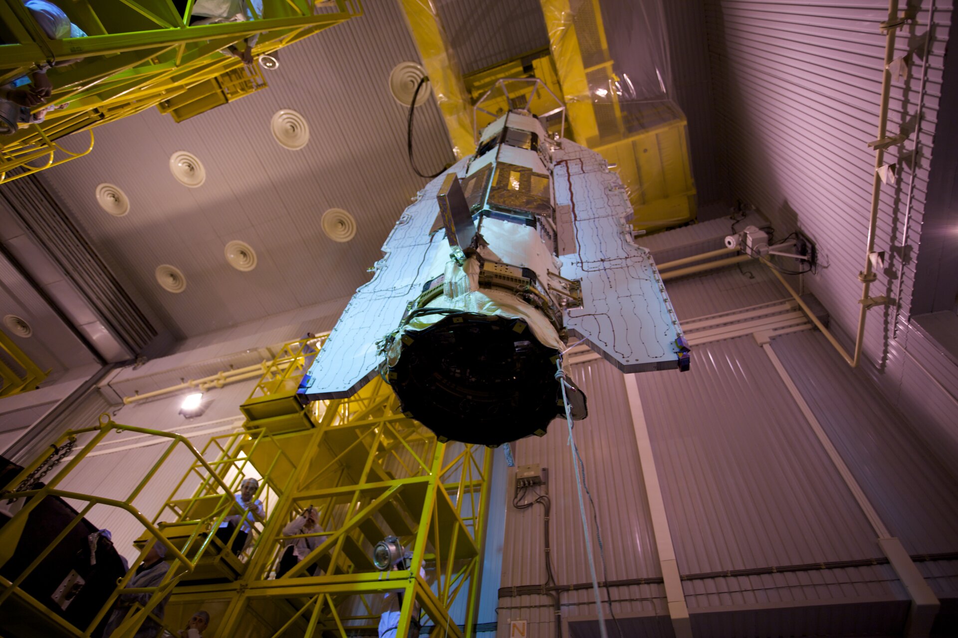 GOCE being lowered to Upper Stage