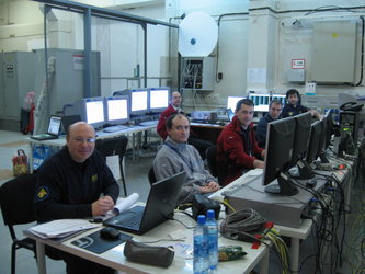 Team members preparing for launch