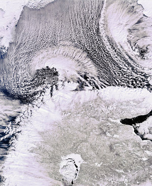 Cloud streets over Scandinavia